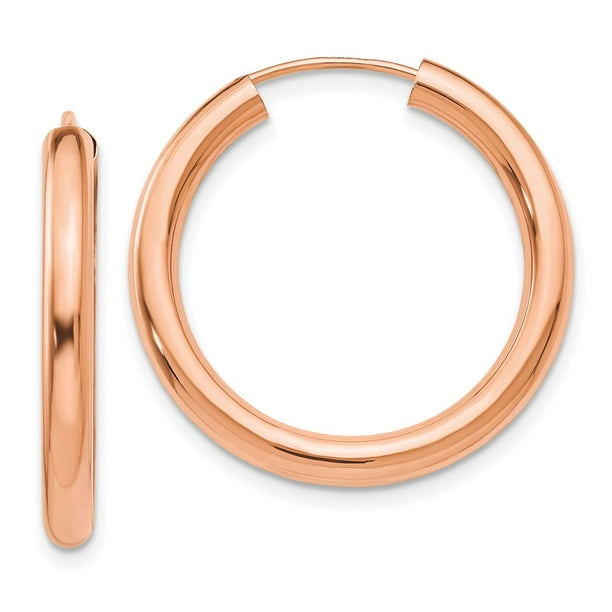 Jewels By Lux 14K Rose Gold 15 mm Pair Polished Endless Hoop Earrings Jewels By Lux 14K Rose Gold 15 mm Pair Polished Endless Hoop Earrings